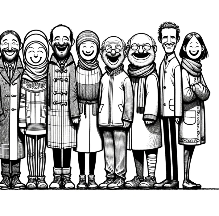 billedet af forskellige typer mennesker stående i en tæt kø for at komme til Skanfelds medicinsk vægttabsforløb